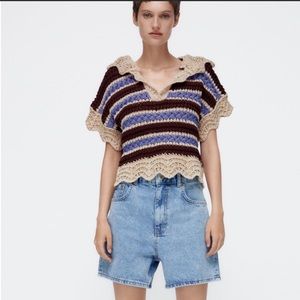 Zara Chunky Knit Stripe Sweater Size M